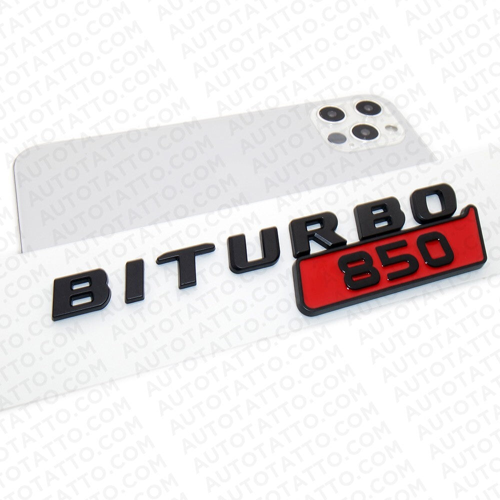 2x Mercedes BRABUS BITURBO 850 Fender Nameplate Badge Marker Emblem Matte Black