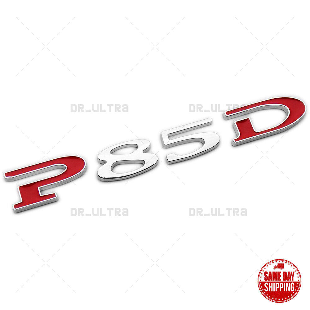 Tesla Rear Liftgate Lid P85D Letter Nameplate Logo Badge Emblem Sport OEM Chrome