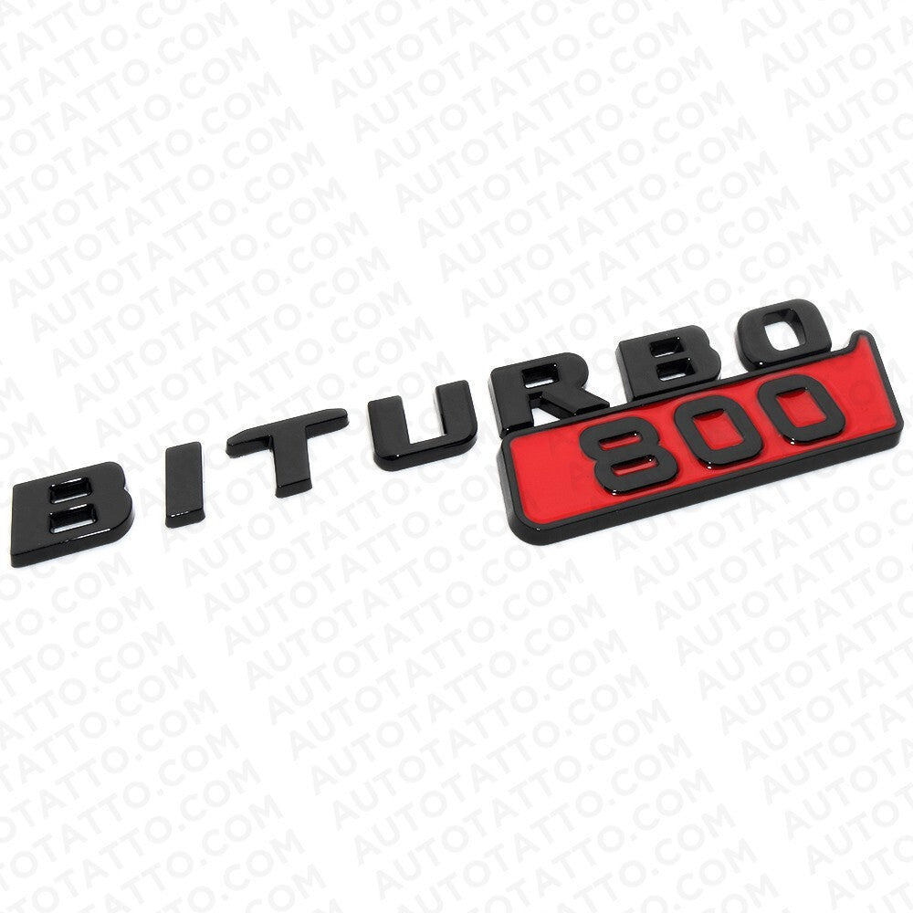 2x Mercedes BRABUS BITURBO 800 Fender Nameplate Badge Marker Emblem Gloss Black