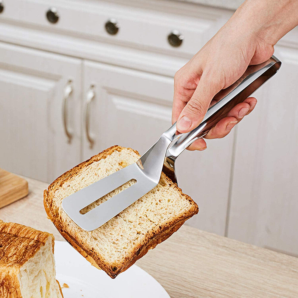 304 Stainles Steel Food Steak Flipping Spatula Tong Clip Kitchen Cooking Tool
