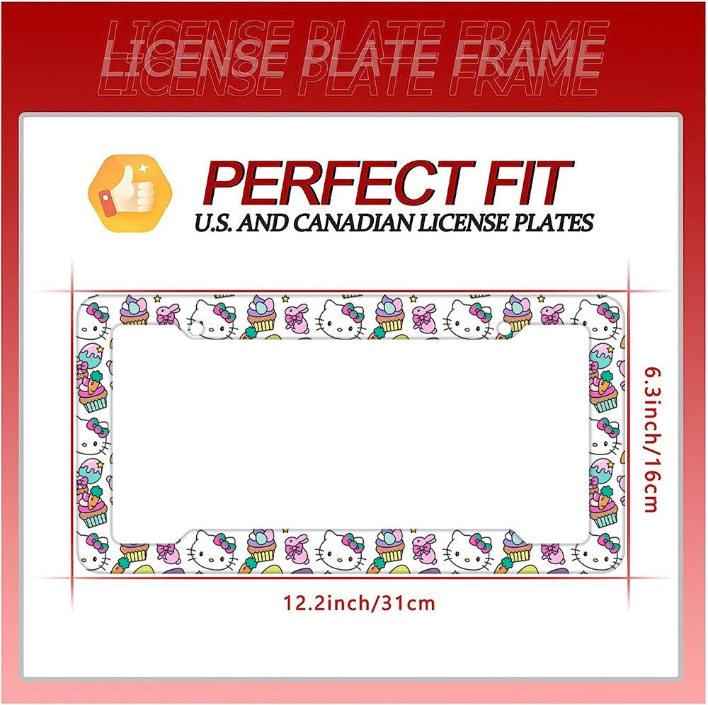 Cute Colorful Custom Hello Kitty License Plate Frame Cover Holder Decorate