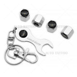 4pcs Hex Chrysler Tire Wheels Air Stem Dust Valve Cap Cover Keychain Ring Keychain