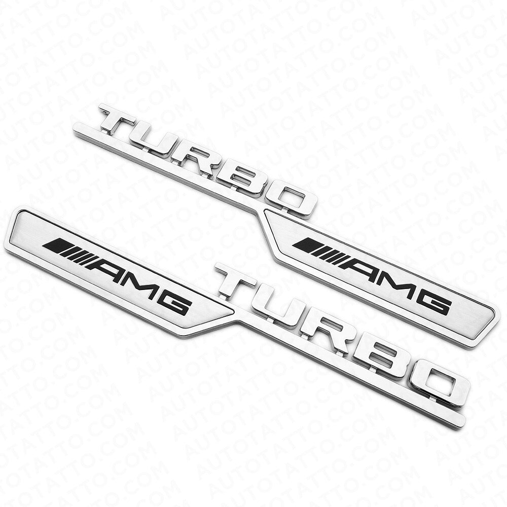 Set 3D Turbo AMG Edition Side Fender Marker Logo Badge Emblem Decorate Sport