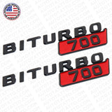 2x Mercedes BRABUS BITURBO 700 Fender Nameplate Badge Marker Emblem Gloss Black