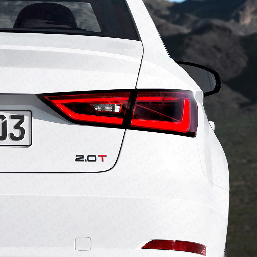Audi Car Rear Trunk Deck Lid 2.0T Turbo Nameplate Emblem Logo Badge Black Red