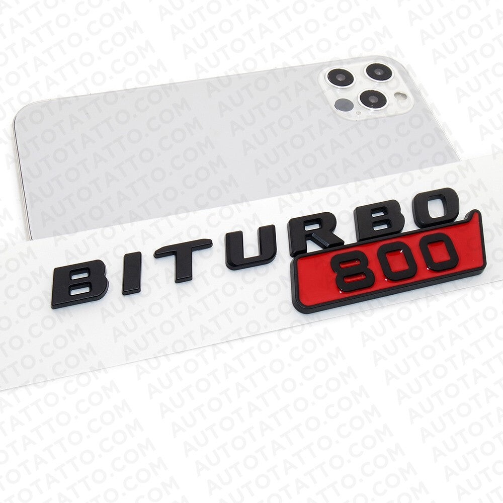 2x Mercedes BRABUS BITURBO 800 Fender Nameplate Badge Marker Emblem Matte Black
