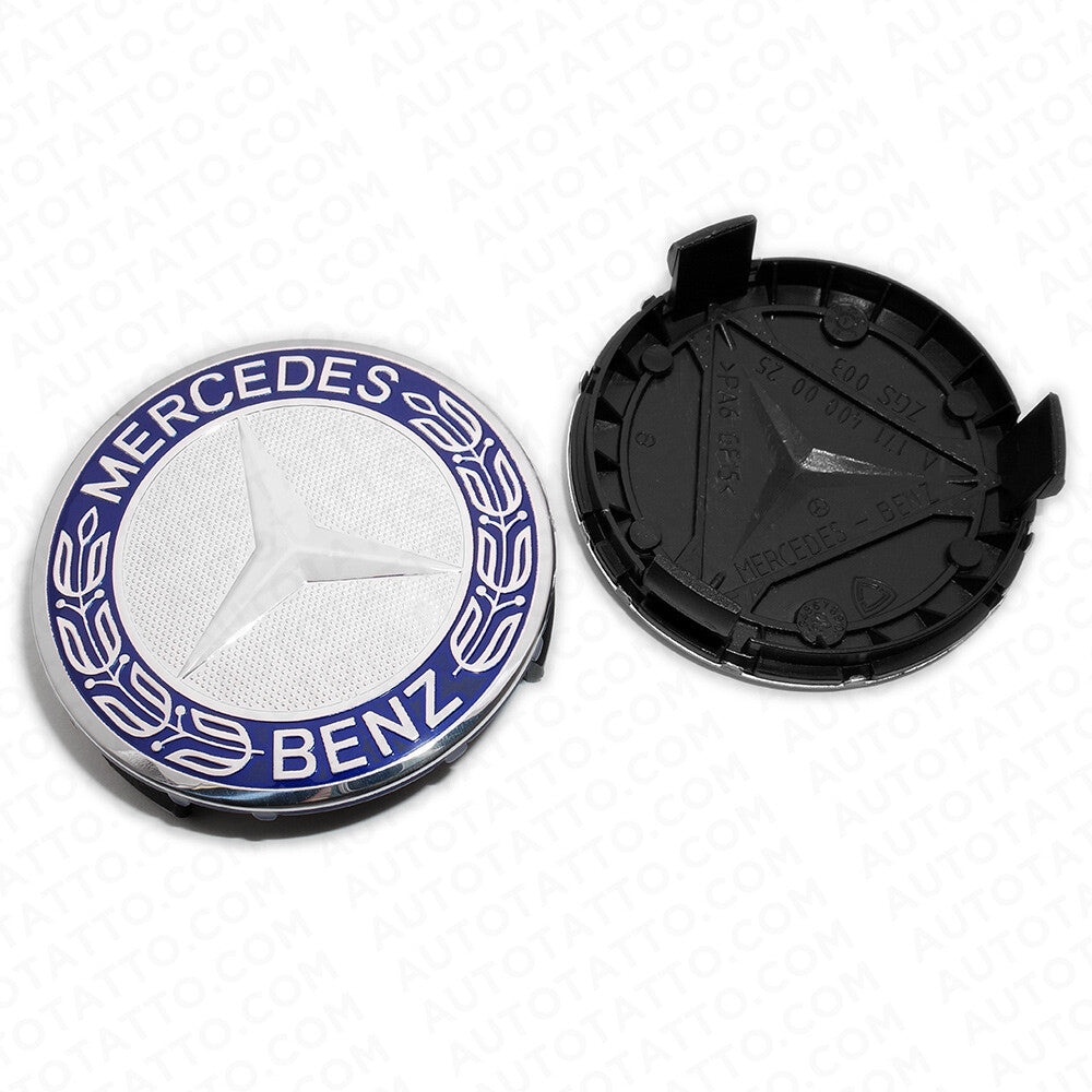 4x Mercedes Wheels Center Cap Hub Star Laurel Wreath Cover Inserts Sport AMG Set