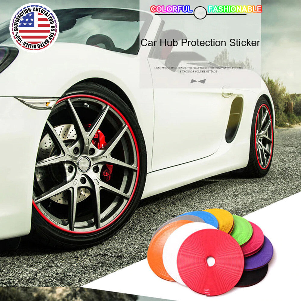 26FT Car Wheels Hub Rim Edge Protector Ring Tire Guard Sticker Rubber Strip Line