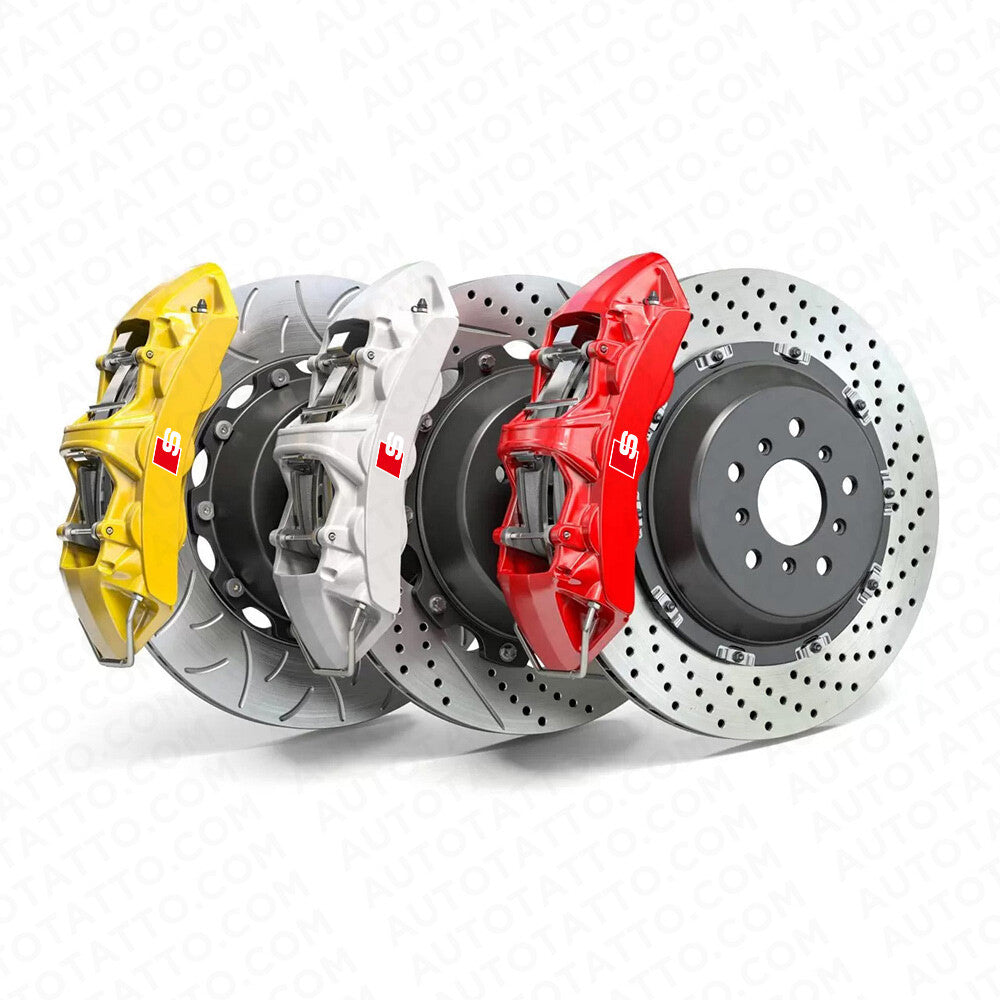 For Audi S Sport Car Wheels Brake Caliper Sticker 3D Decal Logo Decoration White