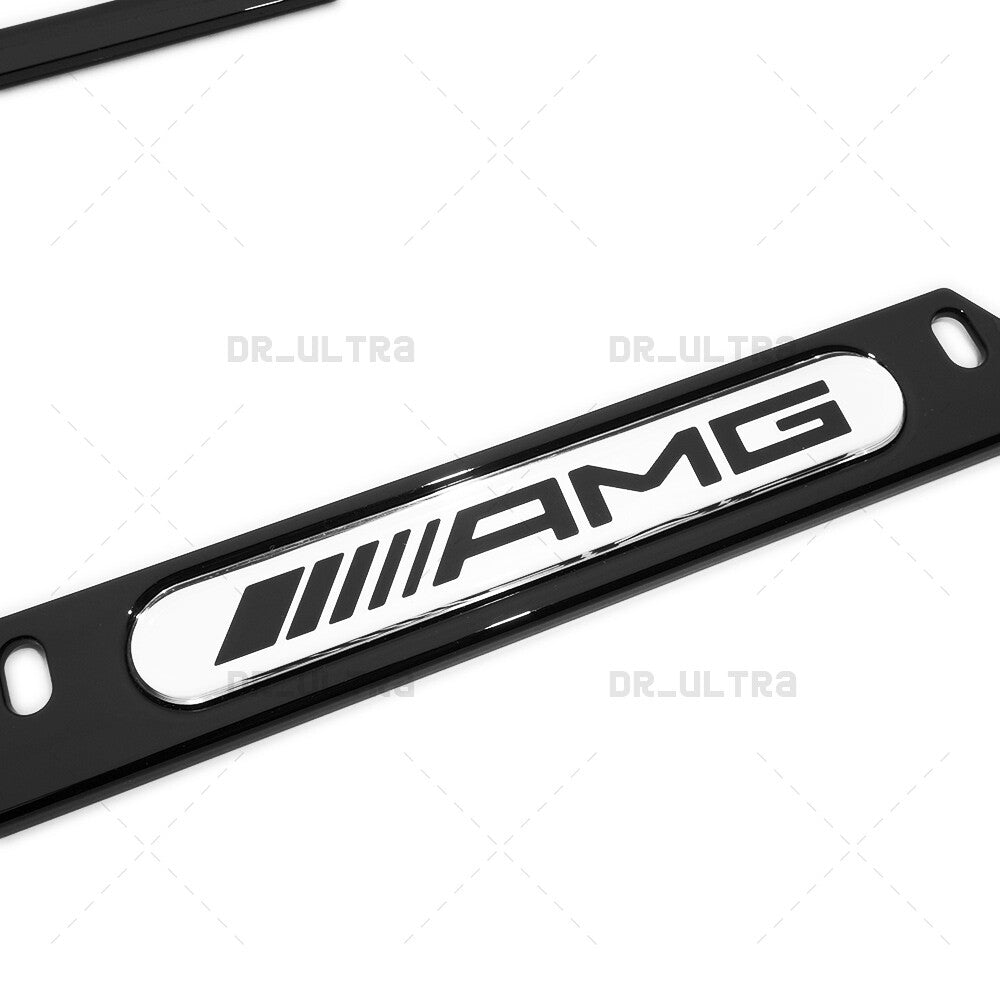 Gloss Black Front or Rear AMG Sport Logo Emblem License Plate Frame Cover Gift
