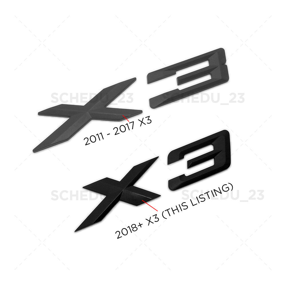 18-24 Matte Black X3 Rear Trunk Liftgate Letter Nameplate Badge Emblem /M