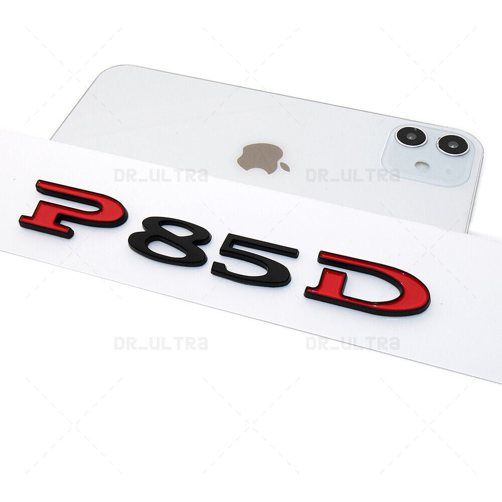 Tesla Rear Liftgate Lid Model P85D Nameplate Logo Badge Emblem Sport Black Red