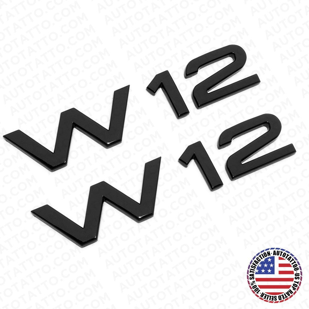 2x Audi Sport Car Side Fender W12 Marker Nameplate Emblem Logo Badge Black