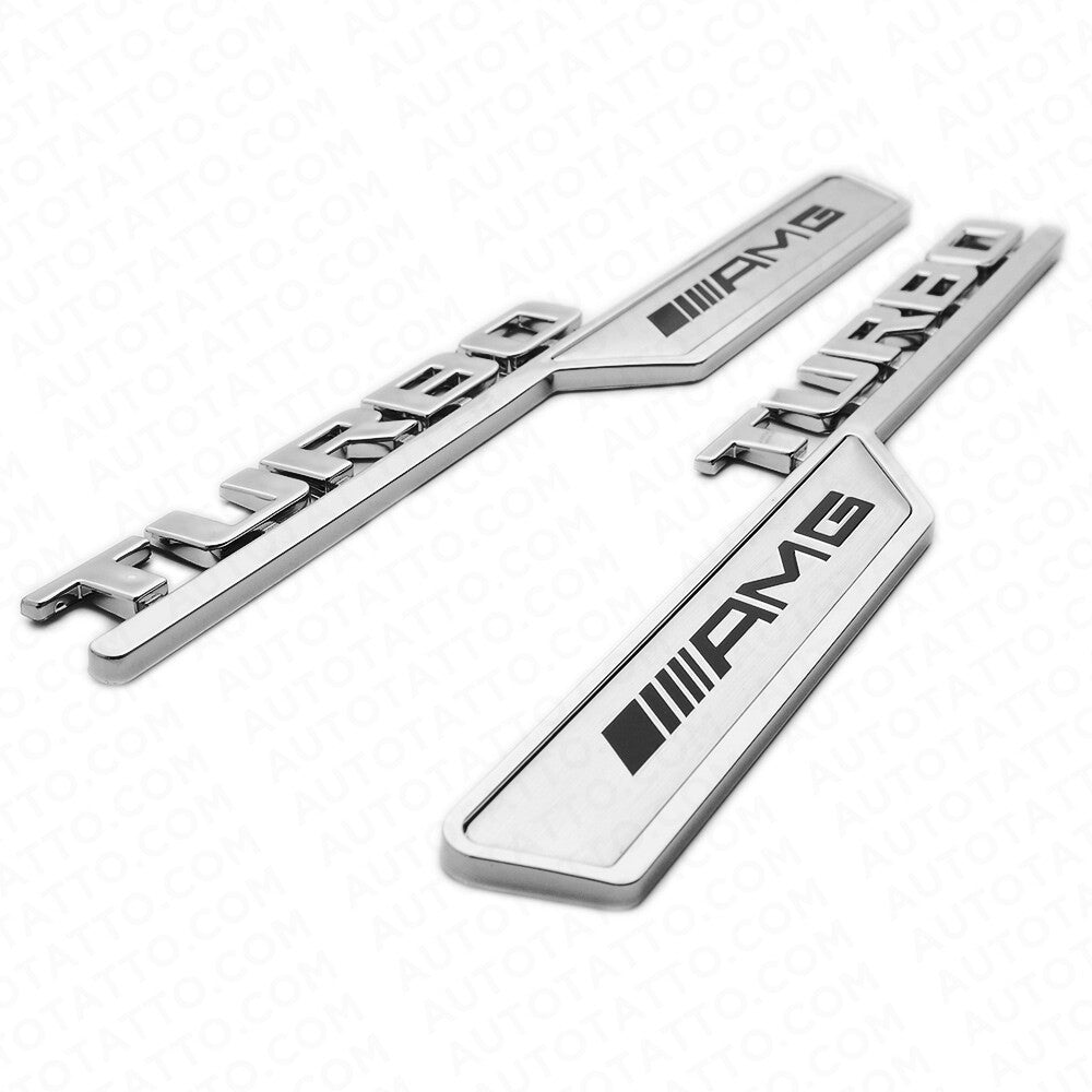 Set 3D Turbo AMG Edition Side Fender Marker Logo Badge Emblem Decorate Sport