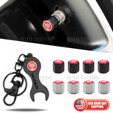 4x Hex Jaguar Car Tire Wheels Air Stem Dust Valve Cap Cover + Keychain Ring - Red