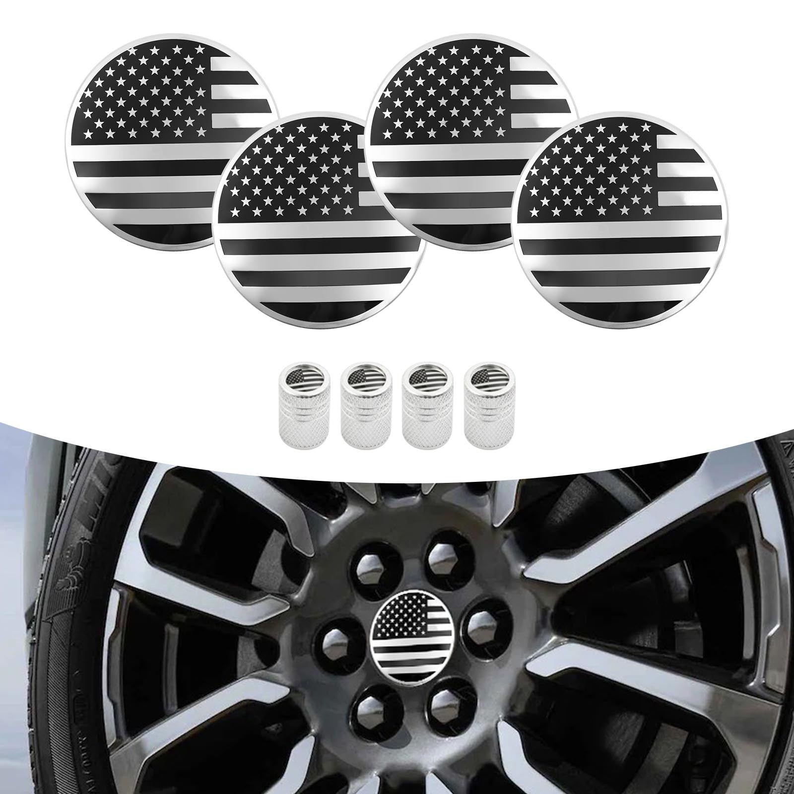 4x Wheel Center Hub Cap 83mm 3.25" USA Flag For Chevy Suburban 2016-19 22837060