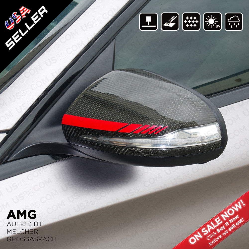 Red New Mercedes Rearview Mirror Cover Trim Strip Sticker Vinyl Racing Decal AMG