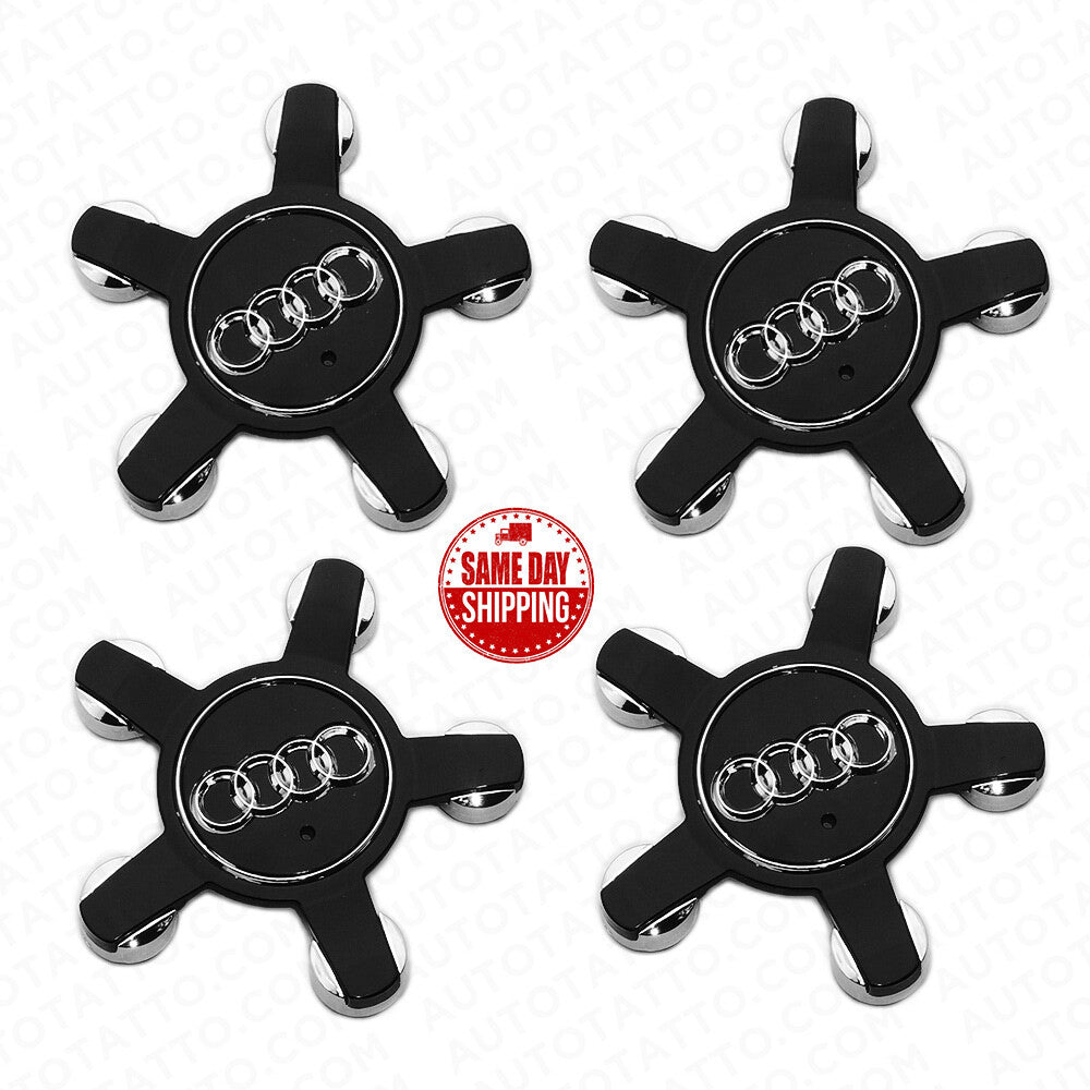 4x Set Black Audi Sport Car Suv Wheels Center Cap Hub 8R0601165 A3 A6 Q3 Q5 S3