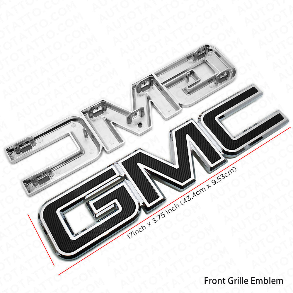 14-19 GMC Sierra Front Grille Letter Logo Emblem Adhesive Nameplate HD OEM Black