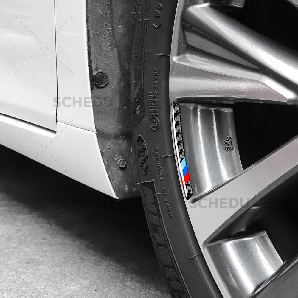 4x Universal Performance Car Wheels Carbon Fiber Sticker Badge Logo Emblem Sport