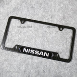 For Nissan Sport Front or Rear Carbon Fiber Texture License Plate Frame Cover