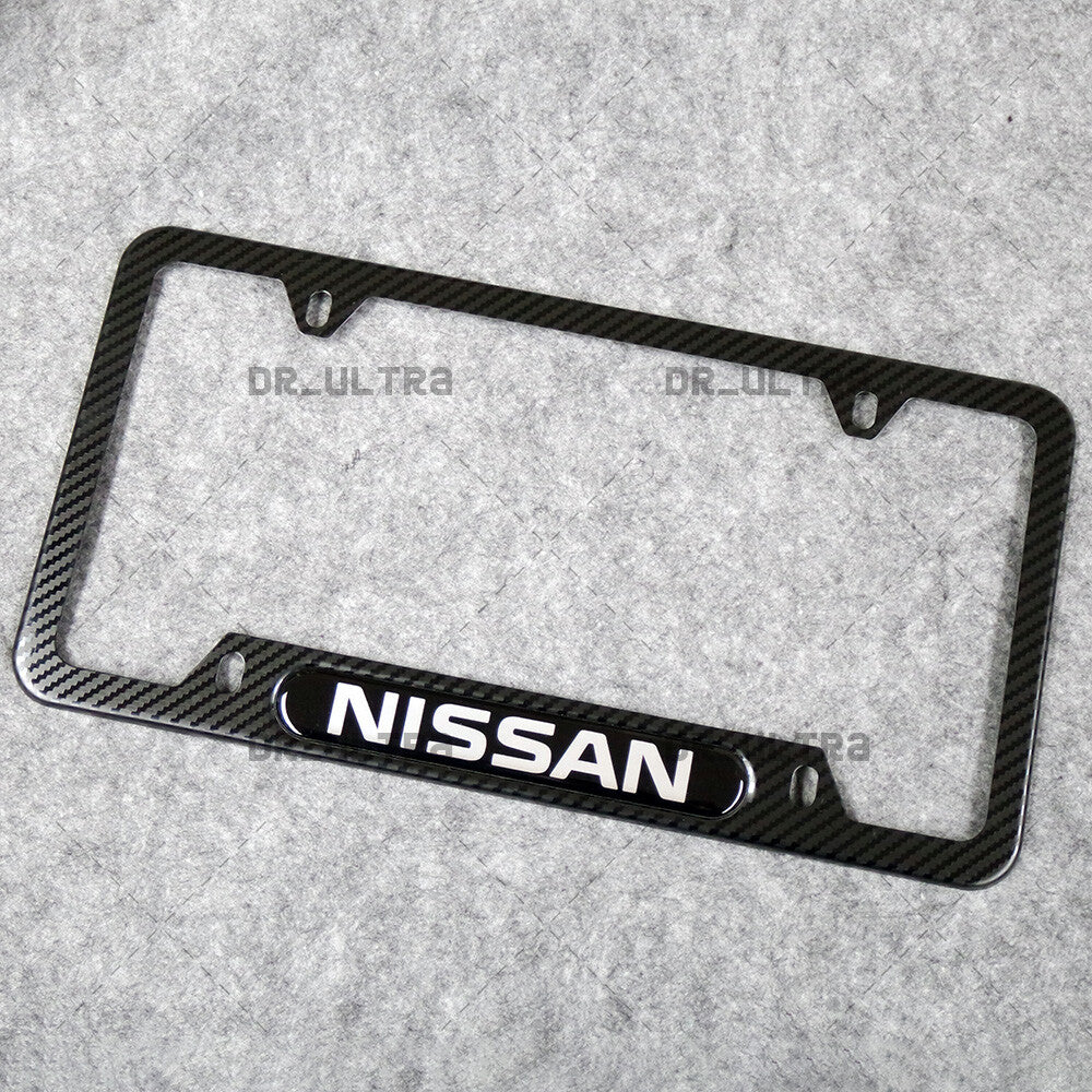 For Nissan Sport Front or Rear Carbon Fiber Texture License Plate Frame Cover