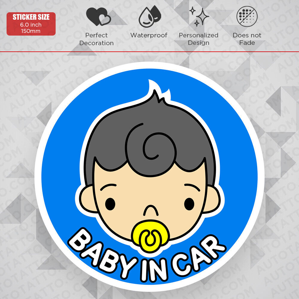 Cute Baby Boy in Car Sticker Decal Kid on Board Truck Van Trunk Window Decorate