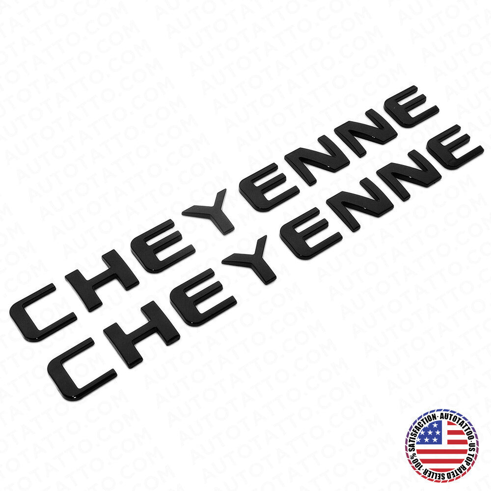 2x For Chevy Cheyenne Fender / Tailgate Badge Logo Emblem Truck OEM Gloss Black