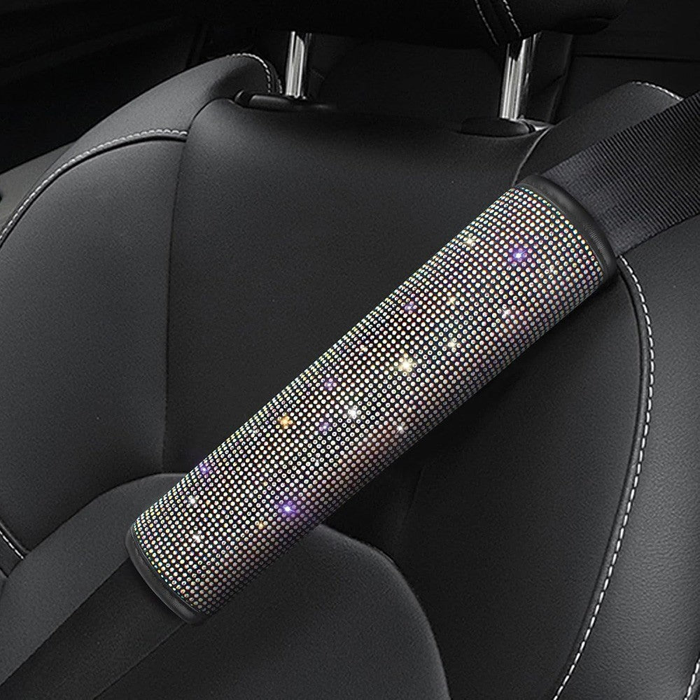 2x Bling Multicolor Rhinestone Seat Belt Shoulder Pads Crystal Cushion Car Cover