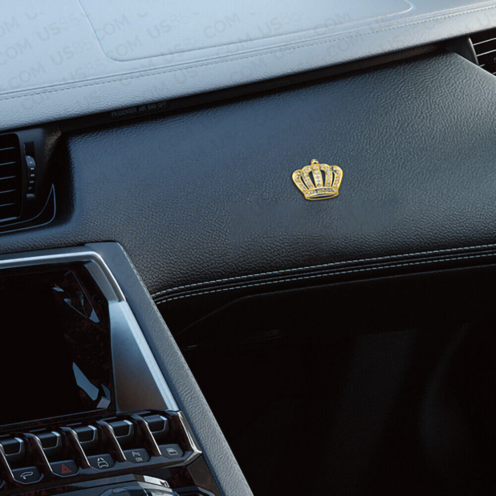Universal Fashion Zinc Alloy Bling Crystal Crown Car Decal Sticker Decoration