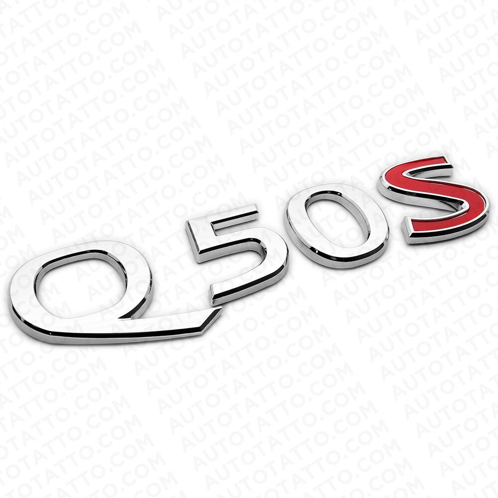 For Infiniti Q50S Rear Trunk Letter Badge Emblem Nameplate Sport Silver Chrome