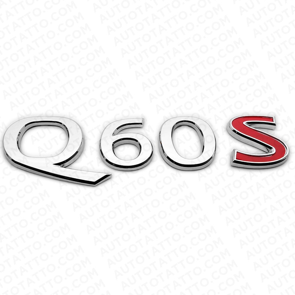 For Infiniti Q60S Trunk Logo Letter Badge Emblem Nameplate Sport Silver Chrome