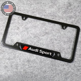 For Audi Sport Front or Rear Carbon Fiber Texture License Plate Frame Cover Gift