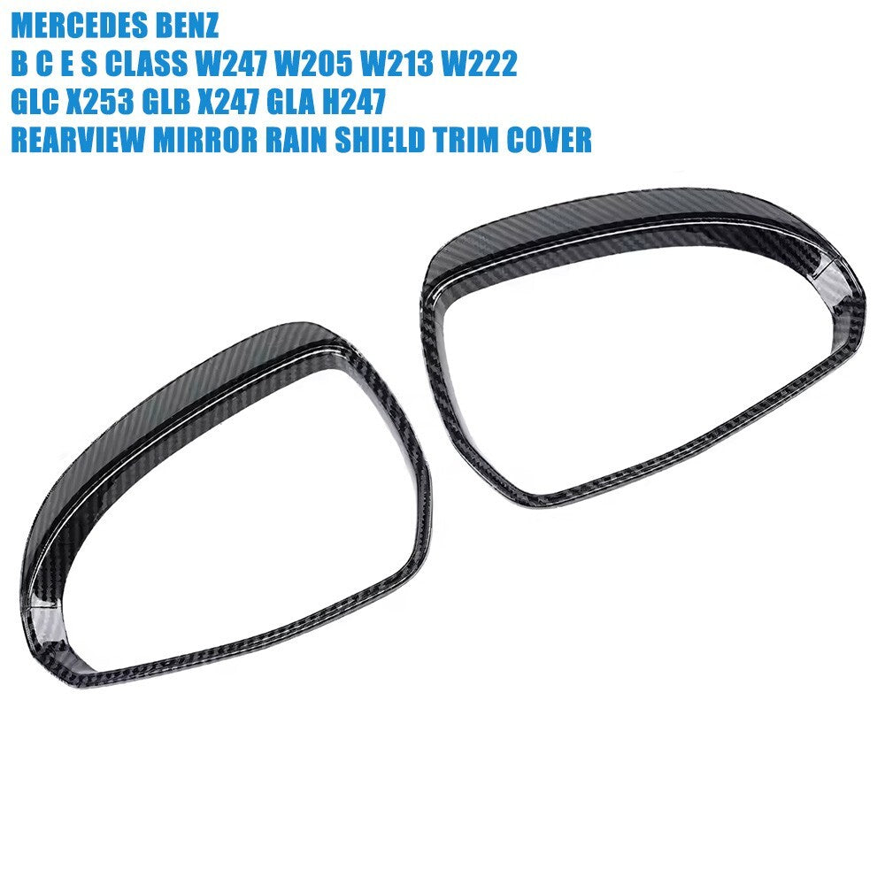 Benz C E S GLC GLB GLA Class W205 W213 Rearview Mirror Rain Shield Carbon Fiber