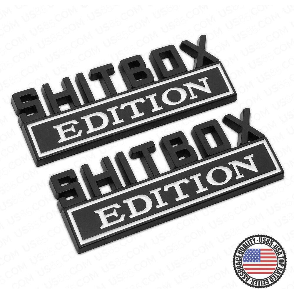 Universal 1x or 2x Fashion Metal ShitBox Edition Car Decal Sticker Decoration