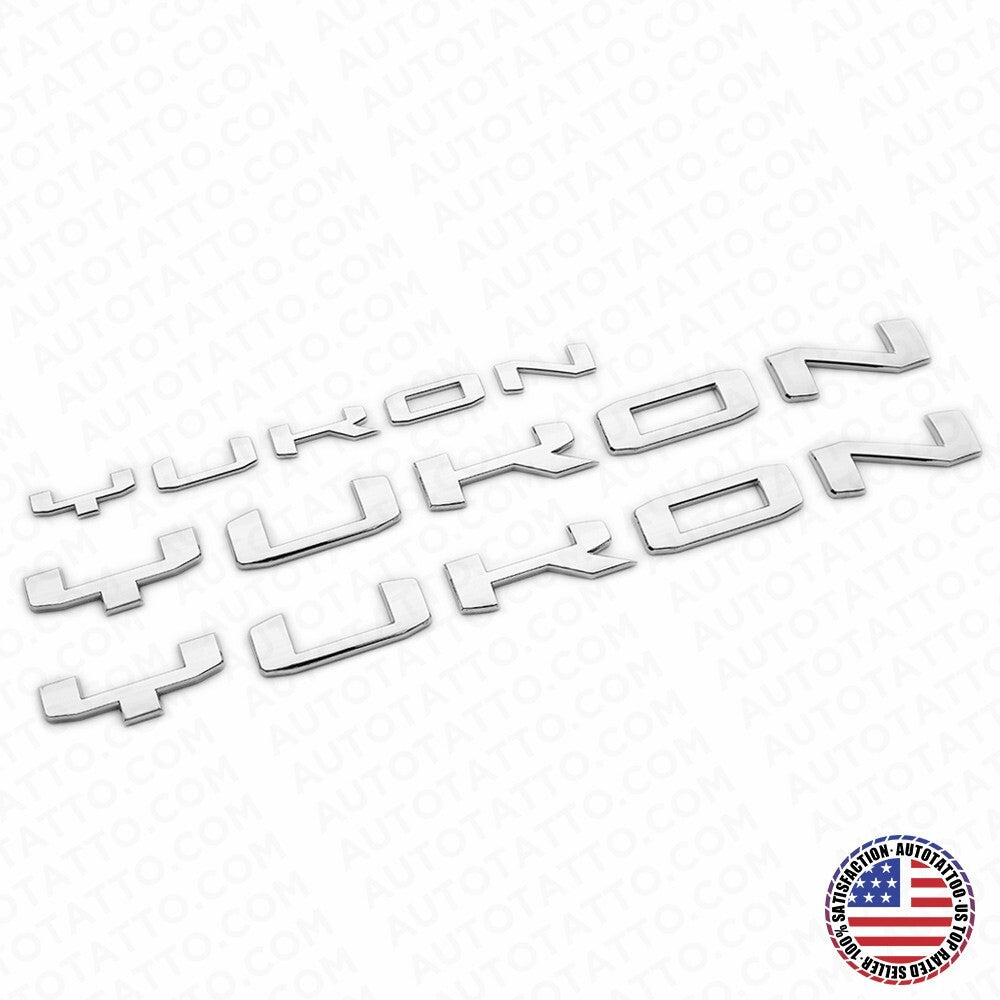 2021+ 3pcs Set GMC Yukon Nameplate Logo Letter Badge Emblem Chrome AT4 XL Sport