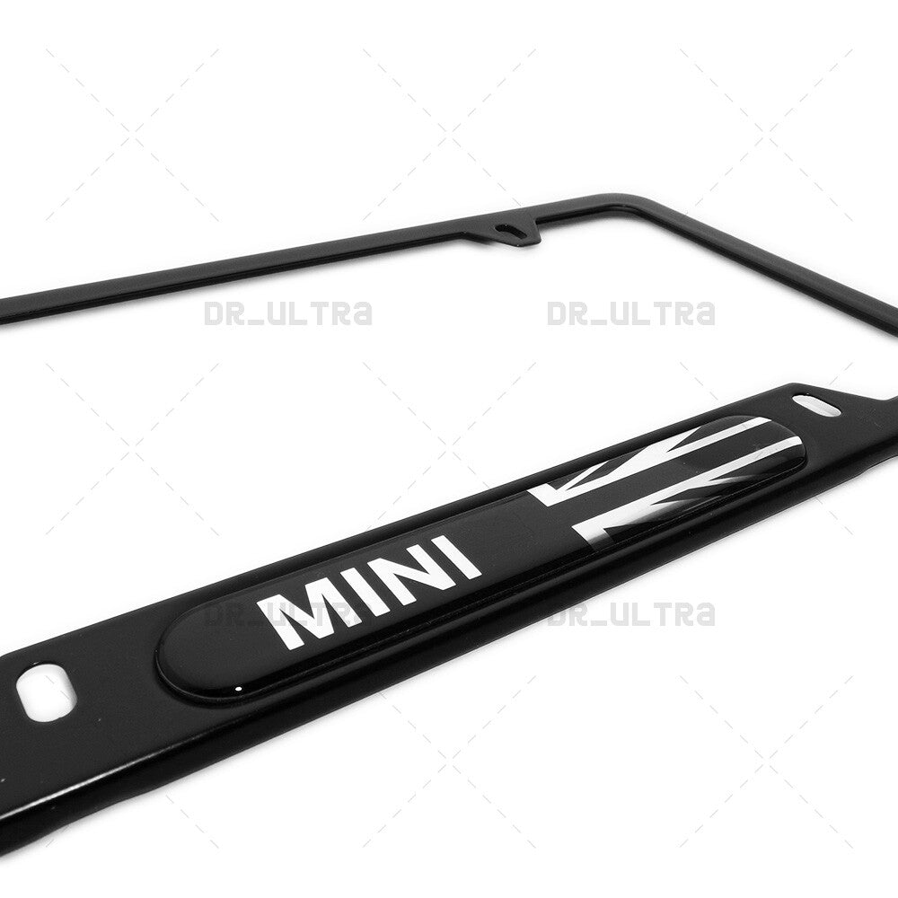 Mini Cooper Sport Front Rear Car License Plate Frame Cover Stainless Steel Black