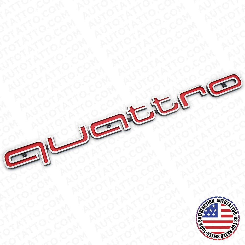 Quattro Emblem RS Style Badge Grill For Audi A4 A5 A6 A7 S4 TT Front Logo Red