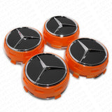 4x Mercedes Wheels In Center Lock Design Cap Hub Star Cover Sport AMG - Orange