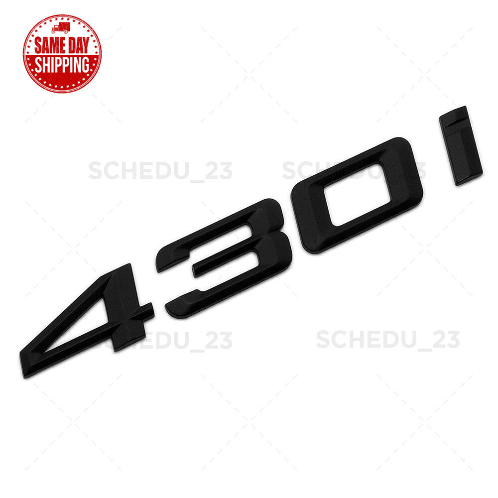 Matte Black 430i Logo Emblem Badge Car Trunk Lid M Power Series Performance