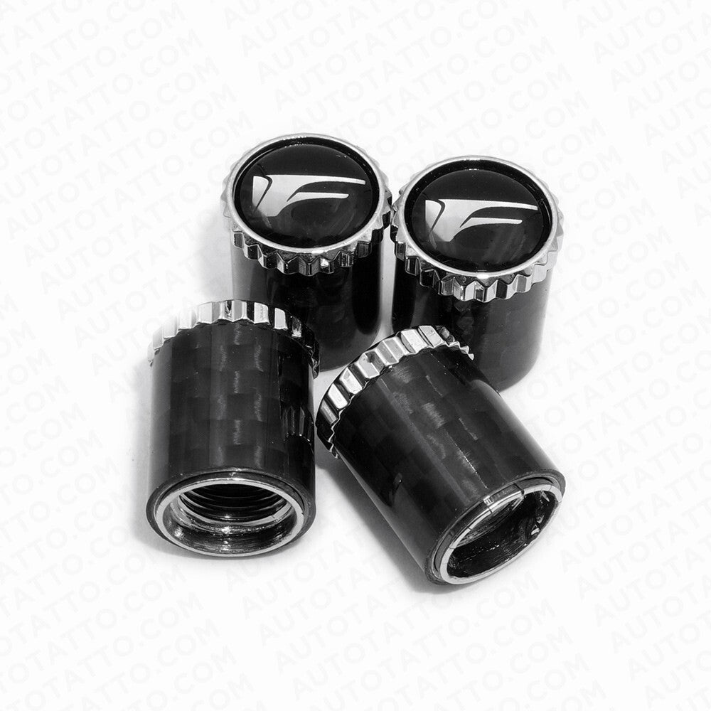 F-SPORT Real Carbon Fiber Car Wheel Tire Air Valve Caps Cover Keychain Ring Stem