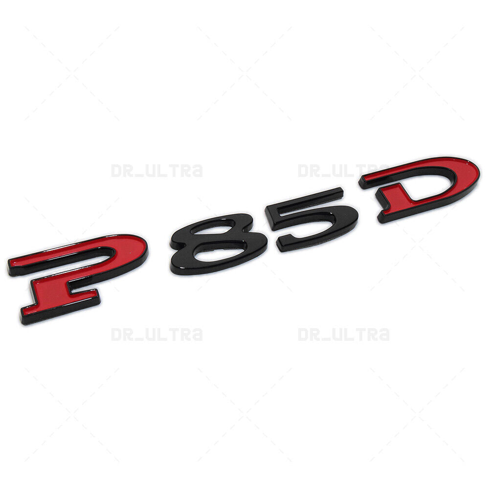 Tesla Rear Liftgate Lid Model P85D Nameplate Logo Badge Emblem Sport Black & Red