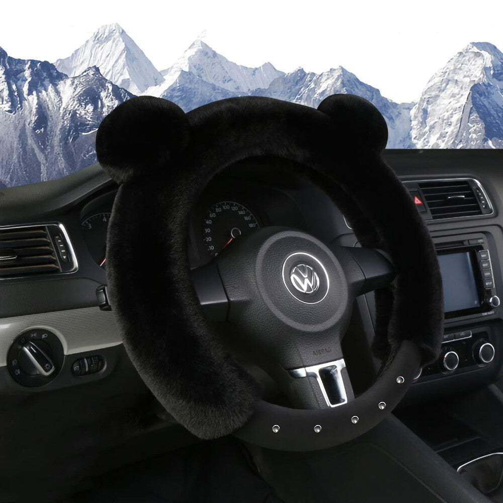 Universal Soft Warm Ears Faux Rabbit Fur Car Steering Wheel Cover for Decoration
