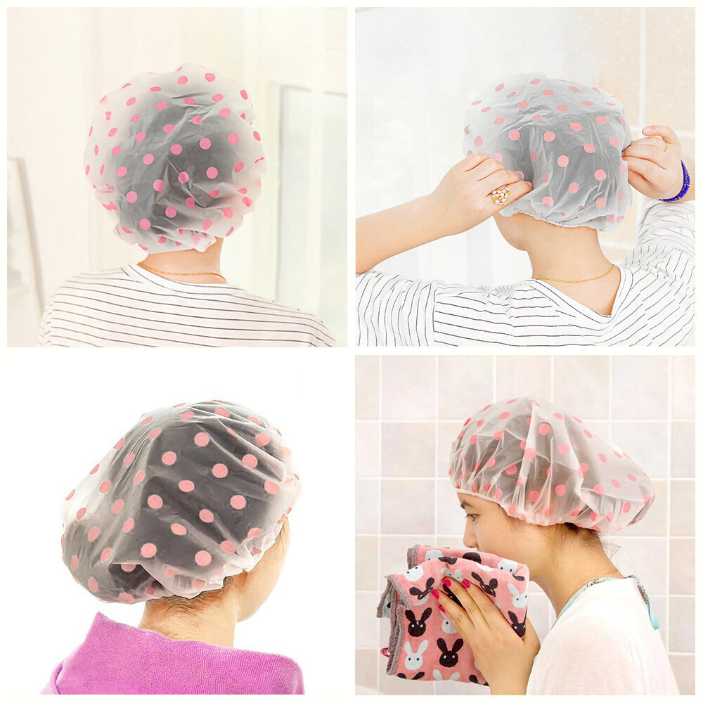 5Packs Waterproof PEVA Elastic Reusable Shower Hair Cap Beauty Salon Spa Cooking