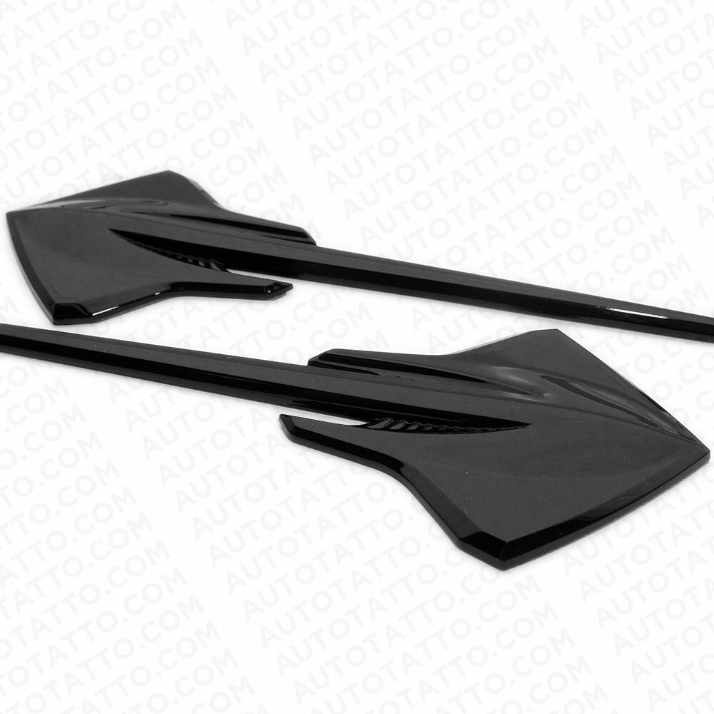 2x Corvette C7 Gloss Black Fender Stingray Mako Shark Logo Badge Emblem Sport