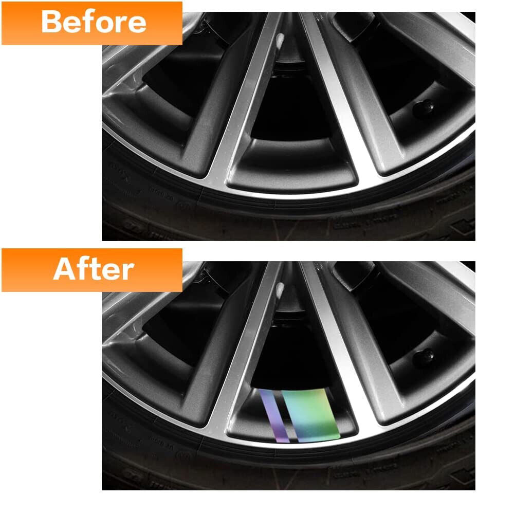 6x Car Wheels Tire Rim Vinyl Decal Racing Stripes Sport Decorate Sticker Rainbow