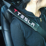Tesla Sport Carbon Car Seat Belt Cover Safety Shoulder Strap Cushion Pad Harness