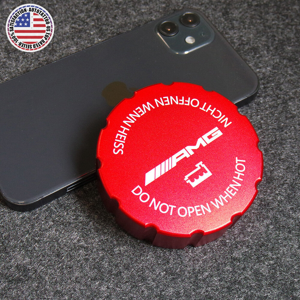 Mercedes AMG Sport Universal Aluminum Hood Water Washer Tank Cap Cover Trim Red