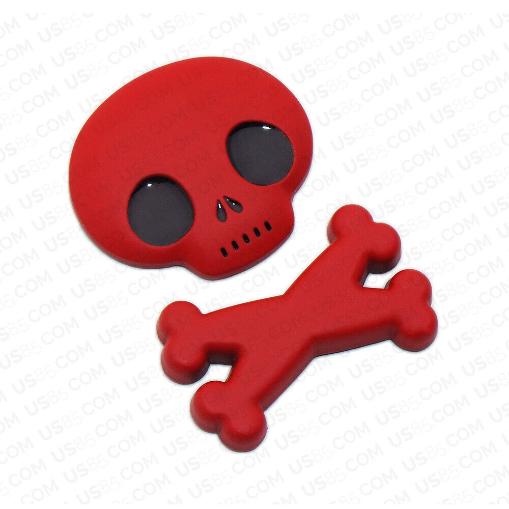 3D Fashion Metal Cute Skull w/ Bone Car Decal Badge Emblem Sticker Decoration