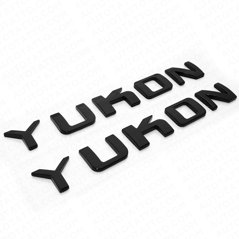 2x YUKON Liftgate Door Letter Nameplate Emblem SUV HD Badge GMC 3D Gloss Black